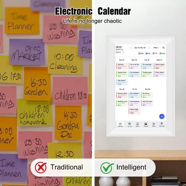 Alt view image 12 of 14 - 10.1" Smart Digital Calendar Wall Planner with Chore Charts and Meal Plan | 1280x800P IPS Touchscreen 32GB Storage Interactive Display Desk Calendar with Task Rewards for Family Schedules White