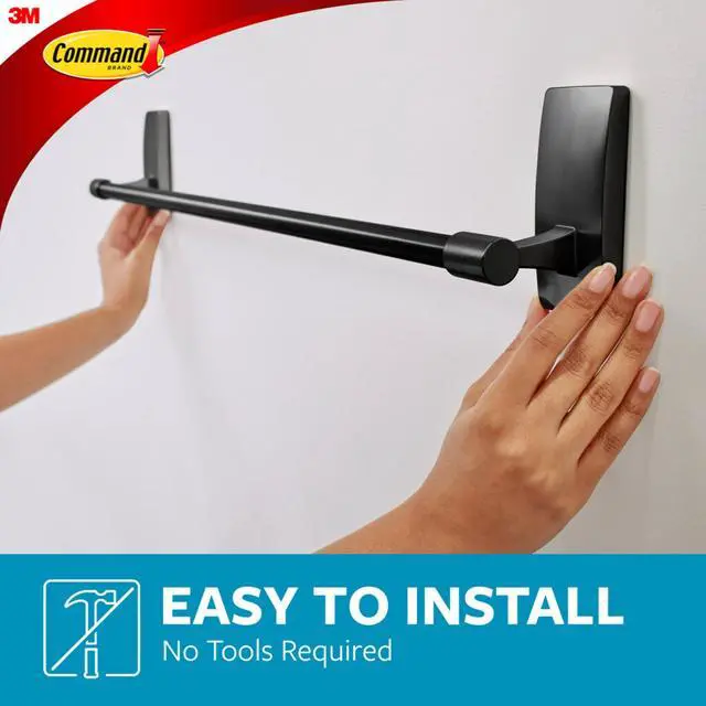 Alt view image 10 of 14 - Bath Matte Black Towel Bar with Water Resistant Strips, Bathroom Organizer, 24 in Bar Length Holds up to 10 lbs