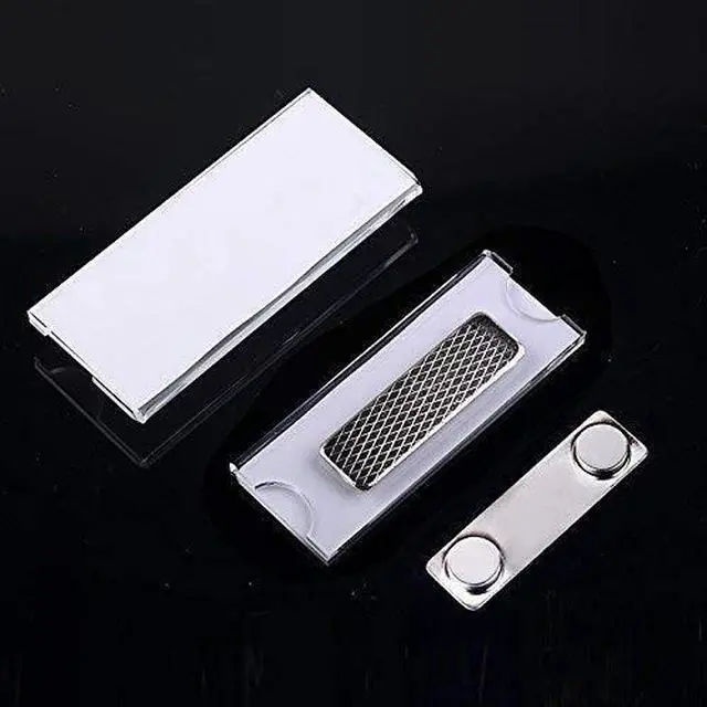 Alt view image 10 of 10 - Strong Magnetic Name Badge Holders with Steel Back Plate, 100 Pack Name Tags/ID Badge Magnets, Fastener with 3M Adhesive on Front Plate,Strength Neodymium Magnets