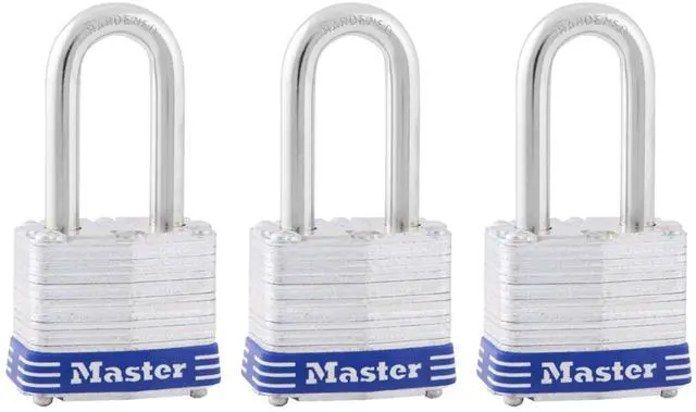 Alt view image 8 of 14 - Outdoor Padlocks, Lock Set with Keys, Keyed Alike Padlocks with Long Hardened Shackles that Resist Cutting for Gates, Sheds, Fences, 3 Pack, 3TRILF