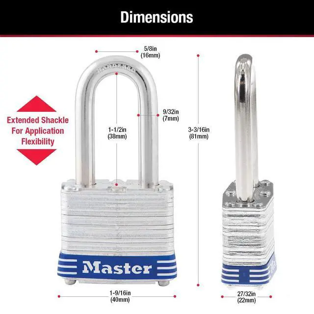 Alt view image 12 of 14 - Outdoor Padlocks, Lock Set with Keys, Keyed Alike Padlocks with Long Hardened Shackles that Resist Cutting for Gates, Sheds, Fences, 3 Pack, 3TRILF