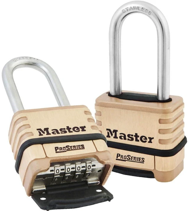 Alt view image 8 of 12 - ProSeries Combination Padlock Commercial Grade Lock 1175LHSS | Heavy Duty Resettable Combination Padlock For Construction Sites, Gates, Tools, Storage, Fences, 2-1/4-inch Wide Brass Lock