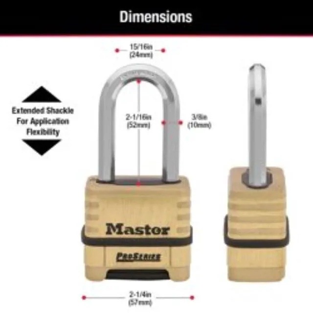 Alt view image 10 of 12 - ProSeries Combination Padlock Commercial Grade Lock 1175LHSS | Heavy Duty Resettable Combination Padlock For Construction Sites, Gates, Tools, Storage, Fences, 2-1/4-inch Wide Brass Lock