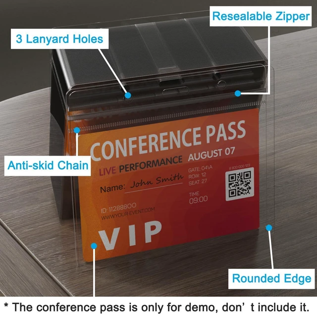 Alt view image 12 of 14 - Bulk 200 Pack Extra-Thick 4x3 Badge Holders Large Waterproof PVC Name Badge Holders Horizontal Name Tag Holder Clear Name Card Protector for Conferences, Trade Shows,Conventions,Exhibitors&Staff