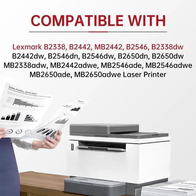 Alt view image 9 of 14 - B2338 B231000 Black Toner Cartridge with Chip 3500 Pages | Compatible with Lexmark B2338 MB2338 B2442 B2546 B2650 MB2442 MB2546 MB2650 Printer for B231000 B241H00 Black Toner