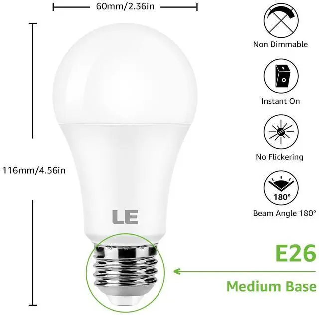 Alt view image 13 of 14 - A19 E26 Non-Dim LED Light Bulbs 14W 1500 Lumens Daylight White 6 Pack | 100W equivalent,High Brightness,Long lifespan,80 CRI,Flicker-free,Home,Living room,Bedroom,Kitchen,Dinning room,lamp
