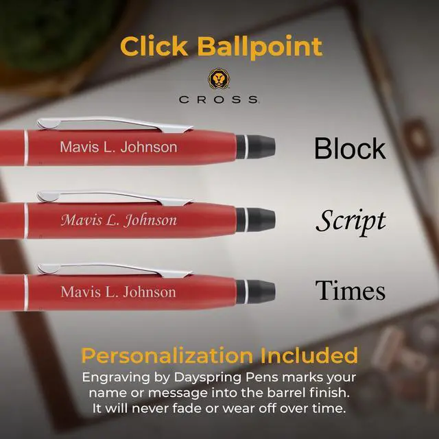 Alt view image 10 of 14 - Cross Click Engraved Ballpoint Pen, Crimson Red with Chrome Trim, Silver Engraving on Cap, Slender Barrel, Gift for Graduation, Career Advancement, Bar Mitzvah, Birthday, Cross Gift Box
