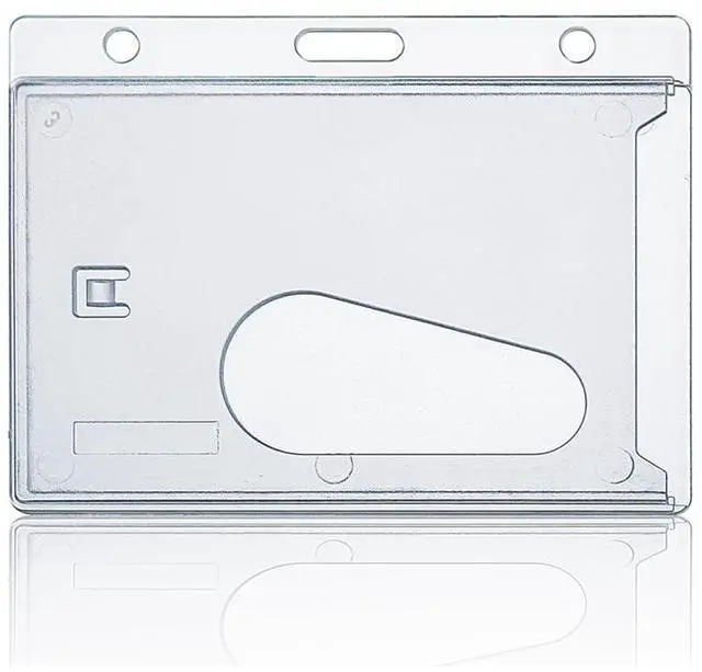 Alt view image 8 of 14 - Bulk 50 Pack Horizontal Hard Plastic Badge Holder, Frosted Clear | Heavy Duty ABS, Easy Thumb Access, Rigid Case Single ID Protector Card Holder for Badges, Clips, Lanyards & Reels