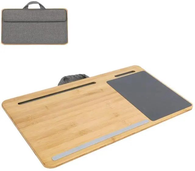 Alt view image 8 of 14 - Laptop Lap Desk with Cushion Protable LapDesk with Handle Tablet Support Phone Holder and Mouse Pad Oversized Bamboo Laptop Stand for Sofa Fits Up to 17 Inches