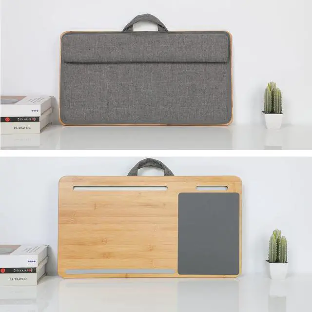 Alt view image 9 of 14 - Laptop Lap Desk with Cushion Protable LapDesk with Handle Tablet Support Phone Holder and Mouse Pad Oversized Bamboo Laptop Stand for Sofa Fits Up to 17 Inches
