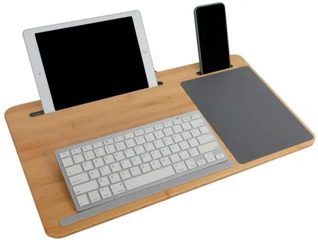 Alt view image 14 of 14 - Laptop Lap Desk with Cushion Protable LapDesk with Handle Tablet Support Phone Holder and Mouse Pad Oversized Bamboo Laptop Stand for Sofa Fits Up to 17 Inches