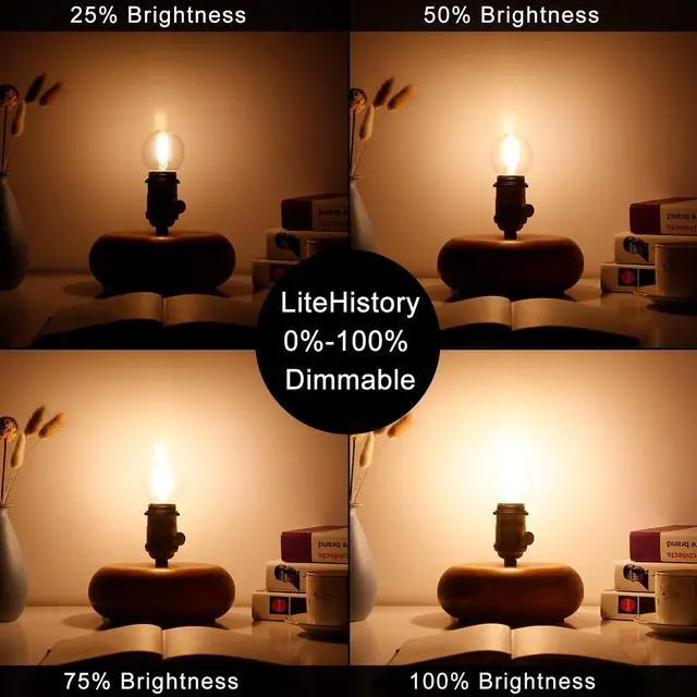 Alt view image 11 of 14 - G16.5 Edison Bulbs,E26 Led Bulb 60 watt,Warm White 2700K,Clear | Dimmable,6w=60 watt light bulbs,600lm,AC120V,360°,ETL,No Flicker,Globe Light Bulbs for Pendant,Chandeliers,Vanity,Desk,6Pack
