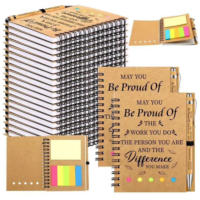 Alt view image 2 of 2 - 100 Pcs Employee Appreciation Gifts Inspirational Gifts Set Mini Spiral Notebooks with Pen May You Be Proud of The Work You Do Motivational Thanks Gift for Staff Coworkers (Proud)