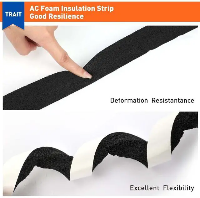 Alt view image 11 of 14 - Foam Weather Stripping Door Seal 1 Inch W x 1 Inch T x 13 FT | Foam Tape Strip with Strong Adhesive and High Resilience Air Conditioner Foam Insulation for Windows, AC, 6.5ft X 2 Rolls