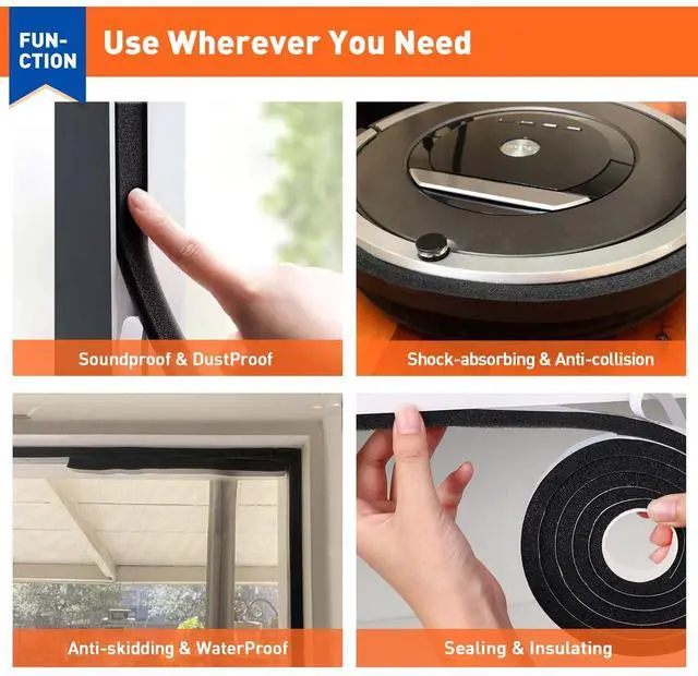 Alt view image 14 of 14 - Foam Weather Stripping Door Seal 1 Inch W x 1 Inch T x 13 FT | Foam Tape Strip with Strong Adhesive and High Resilience Air Conditioner Foam Insulation for Windows, AC, 6.5ft X 2 Rolls