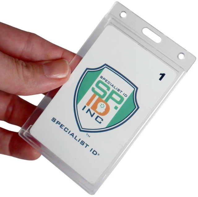 Alt view image 11 of 14 - Bulk 50 Pack - Crystal Clear Heavy Duty Badge Holder - Vertical Hard Plastic ID Badge Holder for Badges - Rigid Case Single I'd Protector Access Card Holder for Lanyards, Clips & Reels