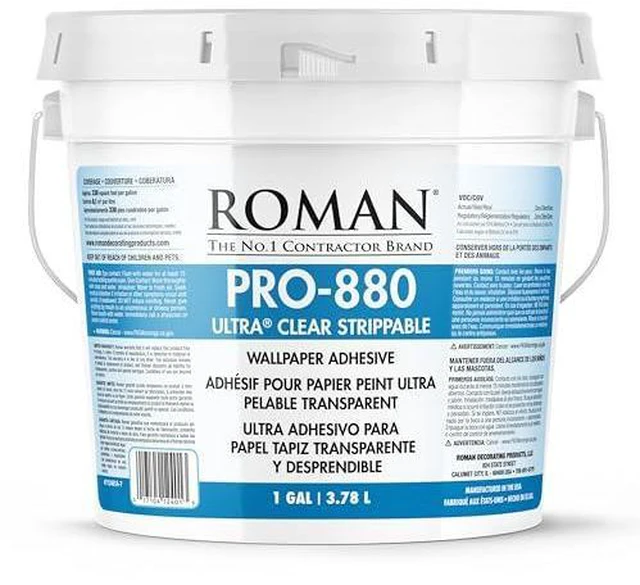 Alt view image 9 of 14 - PRO-880 Wallpaper Adhesive, Ultra Clear Strippable - 1-Gallon | For Most Types and Weights of Wallcoverings