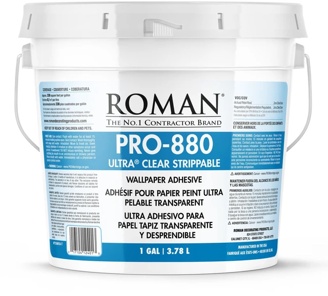Alt view image 8 of 14 - PRO-880 Wallpaper Adhesive, Ultra Clear Strippable - 1-Gallon | For Most Types and Weights of Wallcoverings