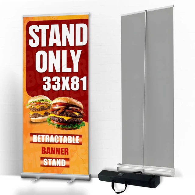 Alt view image 7 of 12 - 33 x 81 IN Retractable Roll-Up Banner Stand with Carrying Bag Portable Aluminum Display Stand for Trade Shows, Exhibitions, Events, Presentations, Advertising (Banner Not Included)
