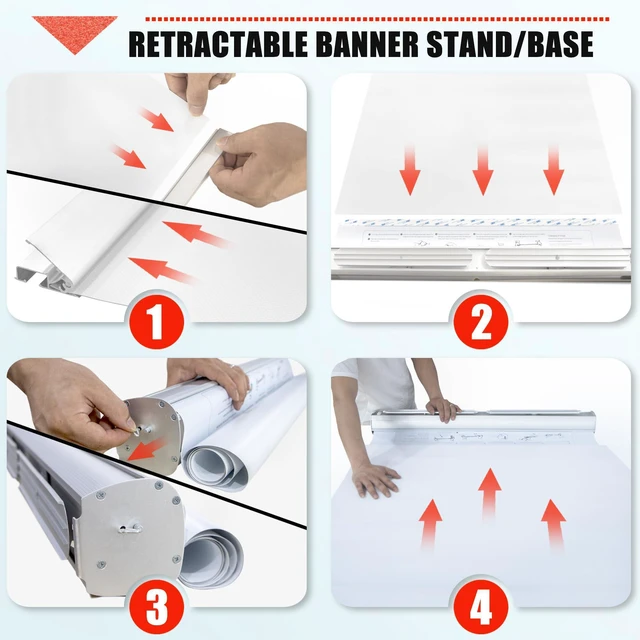 Alt view image 9 of 12 - 33 x 81 IN Retractable Roll-Up Banner Stand with Carrying Bag Portable Aluminum Display Stand for Trade Shows, Exhibitions, Events, Presentations, Advertising (Banner Not Included)