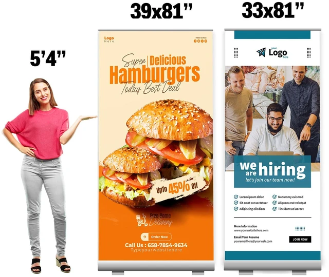 Alt view image 11 of 12 - 33 x 81 IN Retractable Roll-Up Banner Stand with Carrying Bag Portable Aluminum Display Stand for Trade Shows, Exhibitions, Events, Presentations, Advertising (Banner Not Included)