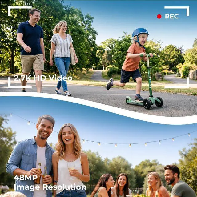 Alt view image 8 of 12 - Camcorder Video Camera 2.7K 48MP Vlogging Camera, 18X Digital Zoom Video Camera for YouTube, 3" 270° Rotatable Screen Camcorder with LED Light & Webcam, Anti-Shake Function for Beginners