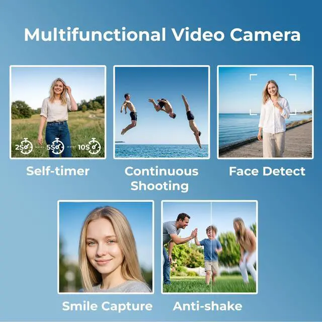 Alt view image 12 of 12 - Camcorder Video Camera 2.7K 48MP Vlogging Camera, 18X Digital Zoom Video Camera for YouTube, 3" 270° Rotatable Screen Camcorder with LED Light & Webcam, Anti-Shake Function for Beginners