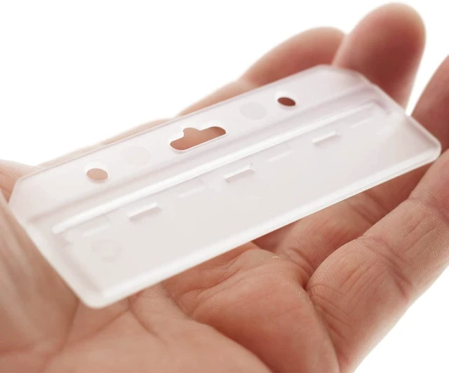 Alt view image 13 of 14 - Frosted Rigid Plastic Horizontal Half Card ID Badge Holders - Hard Plastic Easy Access Swipe Card Gripper - Swipeable Badge Holders for Magnetic Strip Office and Student IDs - 50 Pack