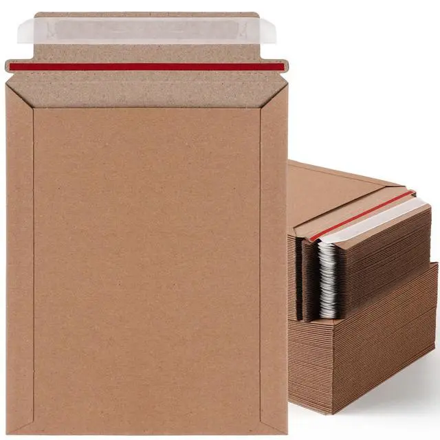 Alt view image 8 of 14 - 200 Pcs 7 x 9 Inch Rigid Mailers Kraft Cardboard Envelope Bulk Self Adhesive Flat Shipping Bag for Office Mailing Document Photo Letters Packaging Supplies (Kraft Color)