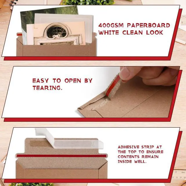 Alt view image 10 of 14 - 200 Pcs 7 x 9 Inch Rigid Mailers Kraft Cardboard Envelope Bulk Self Adhesive Flat Shipping Bag for Office Mailing Document Photo Letters Packaging Supplies (Kraft Color)
