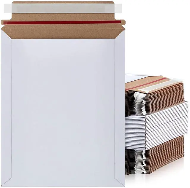 Alt view image 8 of 14 - 200 Pcs 7 x 9 Inch Rigid Mailers Kraft Cardboard Envelope Bulk Self Adhesive Flat Shipping Bag for Office Mailing Document Photo Letters Packaging Supplies (White)