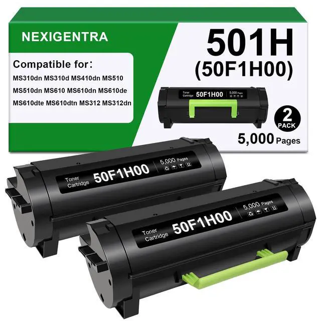 Alt view image 7 of 12 - 50F1H00 501H Toner Cartridge Compatible for Lexmark MS312dn Toner Cartridge 501H 50F1000 MS510dn Toner MS310 MS310dn MS312 MS315 MS315dn MS410 MS410dn MS415 MS415dn MS510 MS610 MS610dn Printer 2 Pack