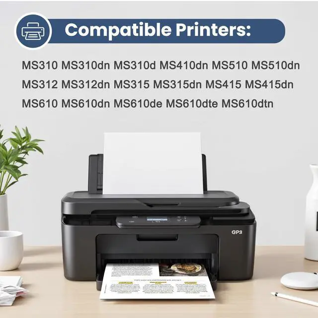 Alt view image 8 of 12 - 50F1H00 501H Toner Cartridge Compatible for Lexmark MS312dn Toner Cartridge 501H 50F1000 MS510dn Toner MS310 MS310dn MS312 MS315 MS315dn MS410 MS410dn MS415 MS415dn MS510 MS610 MS610dn Printer 2 Pack