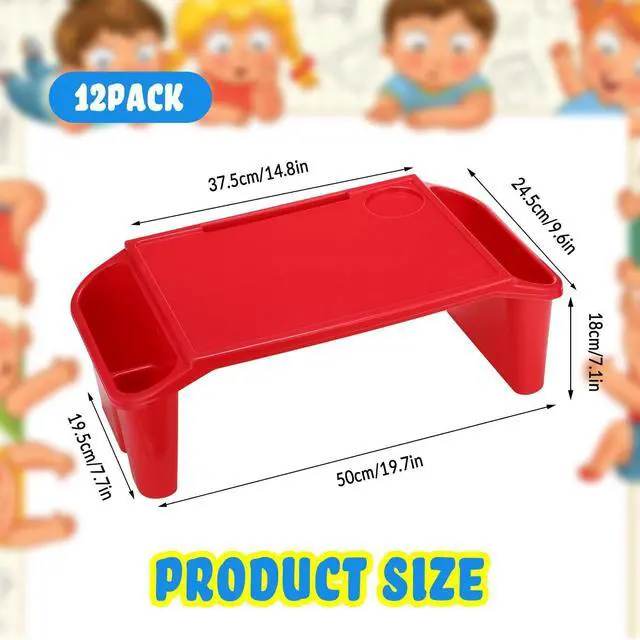 Alt view image 10 of 14 - 6 Pcs Kids Lap Desk Tray with Storage Plastic Breakfast Laptop Trays with Side Pockets and Slot Portable Lap Bed Table for Writing Eating Game Classroom Snacks Boy Girl (Multi Colors)