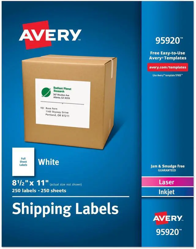 Alt view image 8 of 14 - Full Sheet Printable Shipping Labels, 8.5" x 11", White, 250 Blank Mailing Labels, Great for Packages, Product Merchandising, Organization, and More (95920)