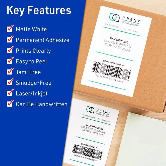 Alt view image 9 of 14 - Full Sheet Printable Shipping Labels, 8.5" x 11", White, 250 Blank Mailing Labels, Great for Packages, Product Merchandising, Organization, and More (95920)