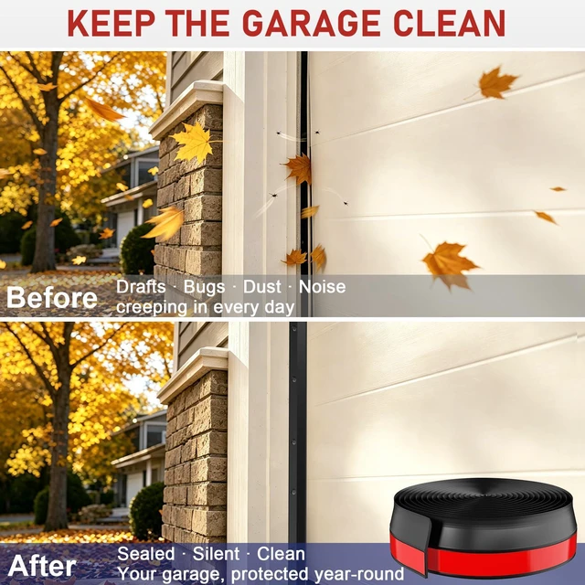Alt view image 11 of 14 - Garage Door Seal Top and Sides - 36 Ft Garage Door Weather Stripping Side Seal, Heavy Duty Weatherproof TPE, Insulates, Prevents Drafts, Easy Installation for Homeowners and DIYers