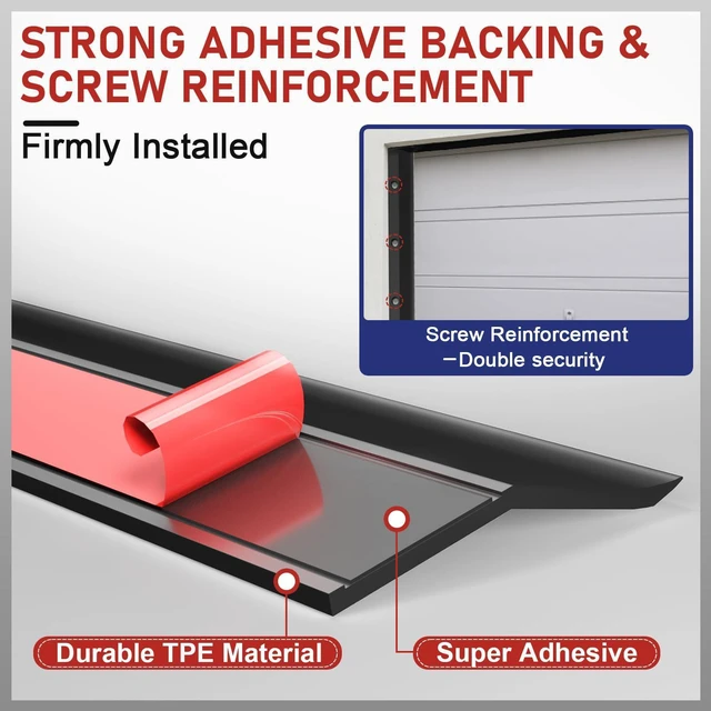 Alt view image 13 of 14 - Garage Door Seal Top and Sides - 36 Ft Garage Door Weather Stripping Side Seal, Heavy Duty Weatherproof TPE, Insulates, Prevents Drafts, Easy Installation for Homeowners and DIYers