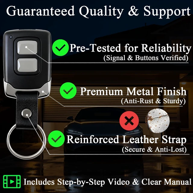Alt view image 13 of 14 - 2 Replacement for Genie Overhead Garage Door Opener Remote G3T-R | For G3T-R G3T-BX G3T-A All Intellcode Legacy Remote from 1995 | 315Mhz 390Mhz | With Keychain