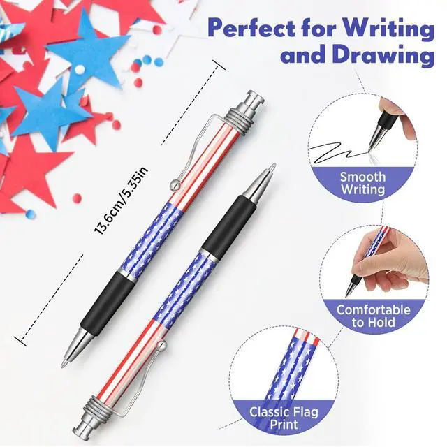 Alt view image 9 of 14 - 200 Pcs American Flag Pen 250 Anniversary Ballpoint Pen Patriotic Gift Bulk 4th of July Souvenir with Retractable Barrel for 250 Anniversary USA Independence Memorial Day Office Party Supplies