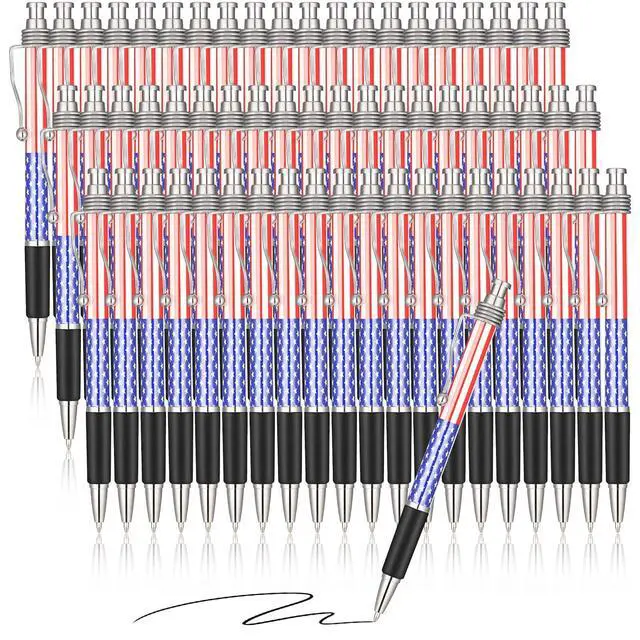 Alt view image 8 of 14 - 200 Pcs American Flag Pen 250 Anniversary Ballpoint Pen Patriotic Gift Bulk 4th of July Souvenir with Retractable Barrel for 250 Anniversary USA Independence Memorial Day Office Party Supplies