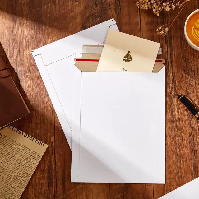 Alt view image 14 of 14 - 200 Pcs 7 x 9 Inch Rigid Mailers Kraft Cardboard Envelope Bulk Self Adhesive Flat Shipping Bag for Office Mailing Document Photo Letters Packaging Supplies (White)