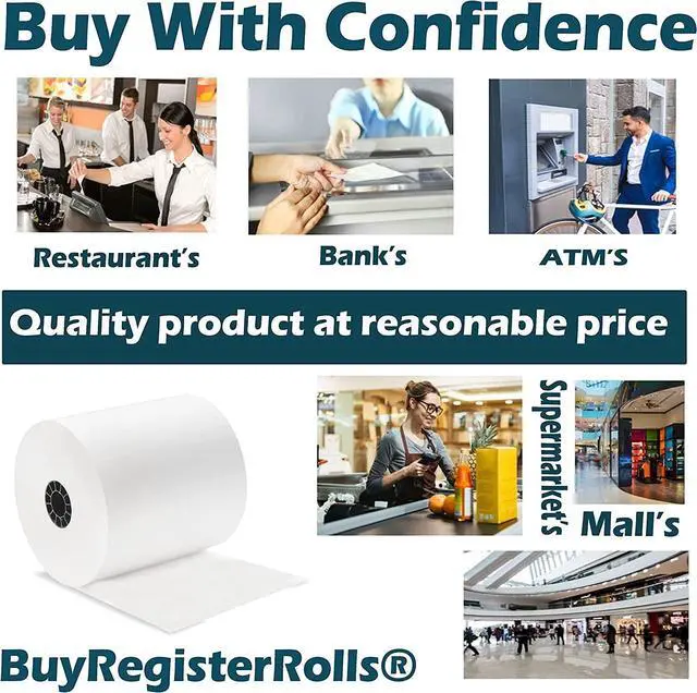 Alt view image 9 of 14 - 55GSM - Shrink Wrap 3 1/8 x230 Feet Clover Station Thermal Paper Rolls (1 CASE - 50 ROLLS) BPA Free M129C, M244a, M129 Star tsp100 Receipt Printer Paper from