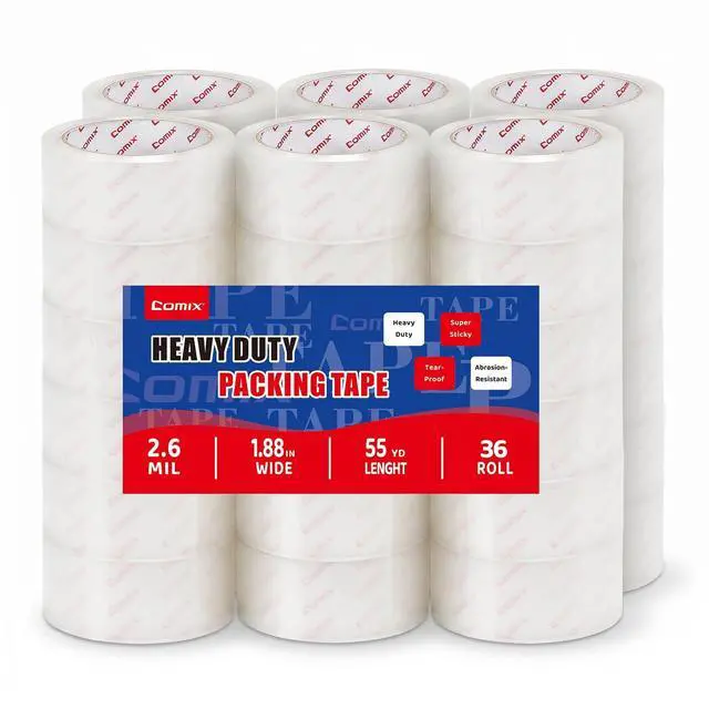 Alt view image 8 of 14 - Heavy Duty Crystal Clear Packing Tape for Dispenser Refill, 1.89" x 54.6 Yd/Per Roll, 2.6 Mil Thick, Tear Resistant for Packing, Shipping and Mailing, 36 Pack