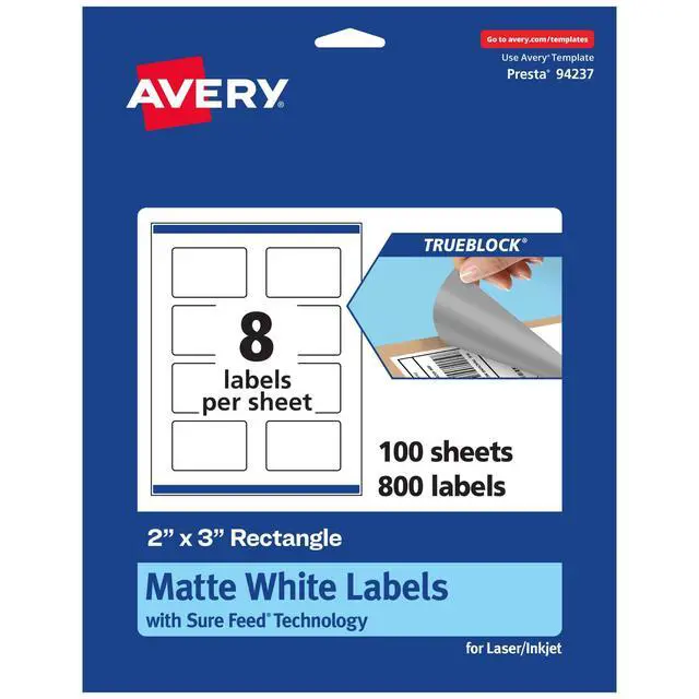 Alt view image 8 of 14 - TrueBlock Matte White Rectangle Labels, Sure Feed Technology, 2" x 3", 800 Matte White Labels, Print-to-The-Edge, Laser/Inkjet Printable, Great for Packaging and Product Merchandising