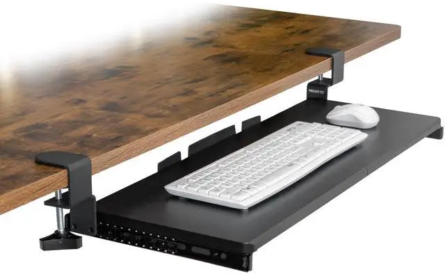 Alt view image 8 of 14 - Keyboard Tray Under Desk, 30" (36" Including Clamps) Extra-Wide Pull Out Drawer, No-Drill C-Clamp Mount, Fits Desks 0"1.77" Thick, Holds 11 lbs, Black
