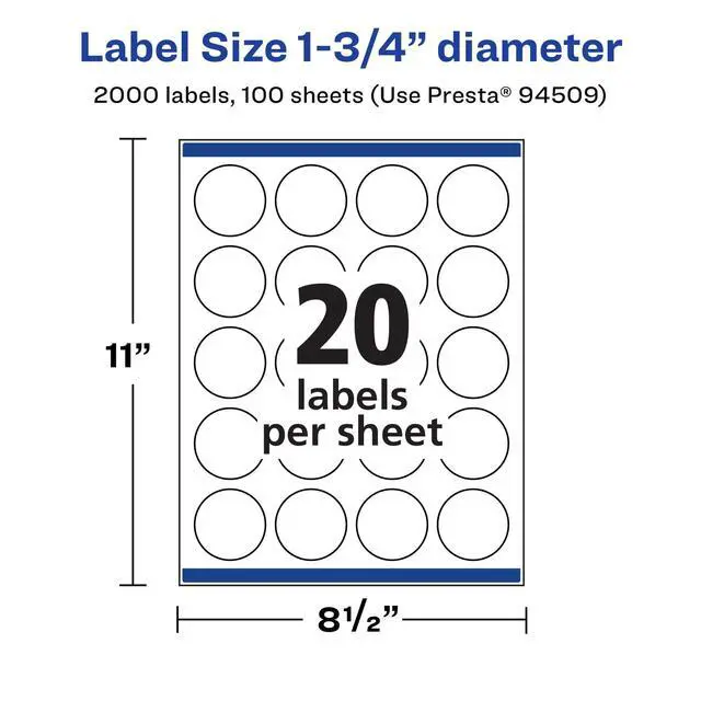 Alt view image 12 of 14 - ® Matte White Round Labels, Sure Feed® Technology, 1.75" Diameter, 2,000 Matte White Printable Labels