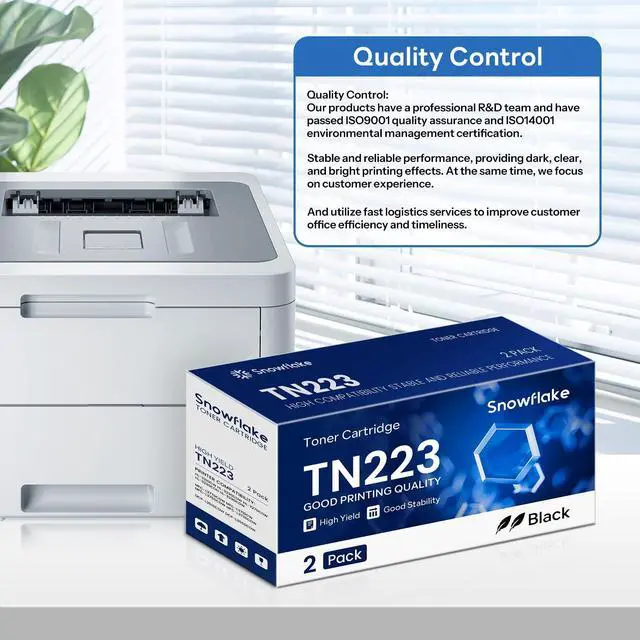 Alt view image 12 of 12 - TN223BK TN-223BK Compatible TN223 TN-223 Black Toner Cartridge Replacement for Brother TN-223 TN223BK MFC-L3750CDW MFC-L3770CDW Toner, TN223 2PK