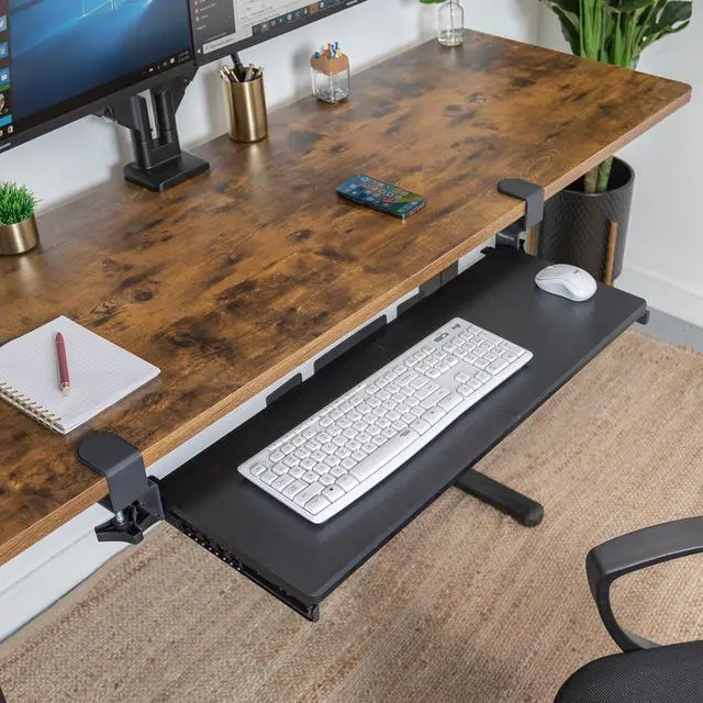Alt view image 9 of 14 - Keyboard Tray Under Desk, 30" (36" Including Clamps) Extra-Wide Pull Out Drawer, No-Drill C-Clamp Mount, Fits Desks 0"1.77" Thick, Holds 11 lbs, Black