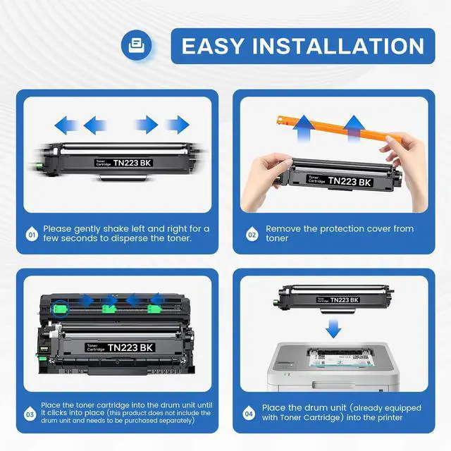 Alt view image 11 of 12 - TN223BK TN-223BK Compatible TN223 TN-223 Black Toner Cartridge Replacement for Brother TN-223 TN223BK MFC-L3750CDW MFC-L3770CDW Toner, TN223 2PK